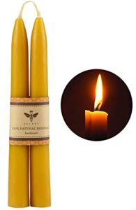 deybby beeswax taper candles, pure organic dripless smokeless candle set,8 hours burning