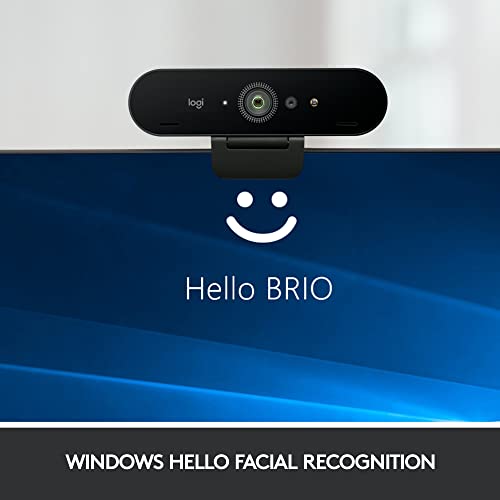 Logitech Brio 4K Webcam, Ultra 4K HD Video Calling, Noise-Canceling mic, HD Auto Light Correction, Wide Field of View, Works with Microsoft Teams, Zoom, Google Voice, PC/Mac/Laptop/Macbook/Tablet