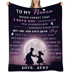 tucvhox niece gifts blanket, niece gifts from auntie, gifts for niece from aunt, niece birthday graduation gifts, aunt and niece gifts, niece blanket throw 60″x50″