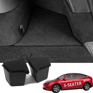 Kingna Fit Tesla Model Y 2020 2021 Rear Trunk Storage Box Trunk Organizer Side Packets Tray Bins Accessories Do Not Fit Model Y Delivered After July 2022 (5-Seater, Not Fit Austin&Fremont Factory Made)