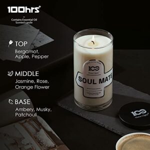 100HRS Highly Scented Candle 3.14x6, 18.5oz - Longest Burning Time Wax, Smokeless Cotton Wick, Pleasant Relaxing Romantic Scents, Popular Gift for Home, Women, Men - Soul Mate