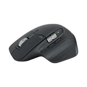 logitech mx master 3s – wireless performance mouse with ultra-fast scrolling, ergo, 8k dpi, track on glass, quiet clicks, usb-c, bluetooth, windows, linux, chrome – graphite