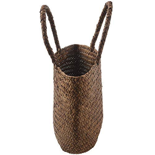 Hilary Casual Straw Bag Natural Wicker Tote Bags Women Braided Handbag For Garden Handmade Woven Rattan Bags, Brown