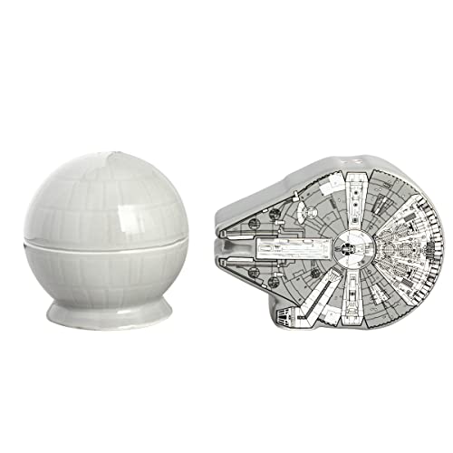 Star Wars Movie Series Death Star Millennium Falcon Salt & Pepper Shakers