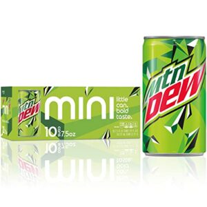 mountain dew soda, mini cans, 7.5 fl oz (pack of 10)