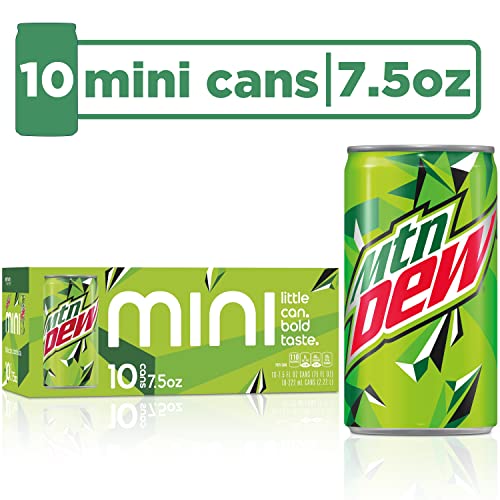 Mountain Dew Soda, Mini Cans, 7.5 Fl Oz (Pack of 10)