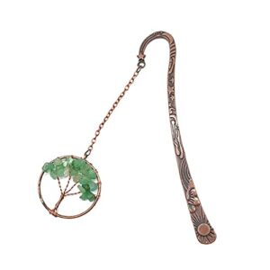 yiruzwrd metal bookmark green aventurine tree of life crystal tumbled stones bookmark