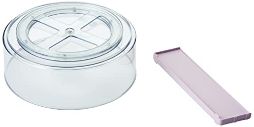 Rosanna Pansino x iDesign Recycled Plastic Divided Lazy Susan Turntable with Lid, Clear Bin/Lavender Sprinkles Divider, 10” D x 3.69” H