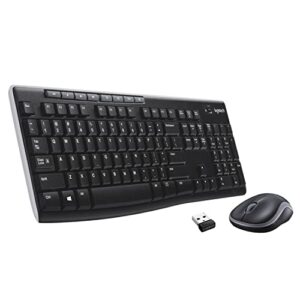 logitech mk270 wireless keyboard and mouse combo for windows, 2.4 ghz wireless, compact mouse, 8 multimedia and shortcut keys, for pc, laptop – black