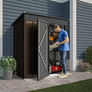 lemberi 5×3 ft outdoor storage shed,tool garden metal sheds with lockable door,outside waterproof galvanized steel storage house for backyard garden, patio, lawn