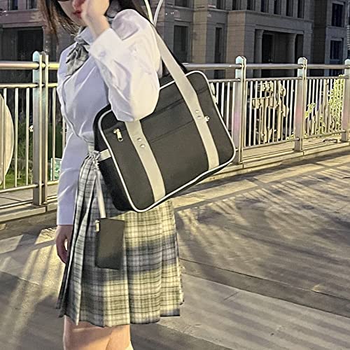 ALAMIYA Japanese Anime Purse School JK Kawaii Cute Shoulder Heart Bag Cosplay With Success in Academics Omamori (Black)