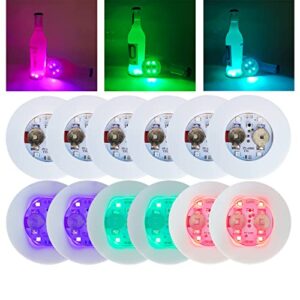 hancircle led coaster colorful,12 pack light up coasters,led sticker lights,wine bottle lights,for drinks,bar accessories,party,wedding