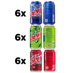 Mountain Dew 3 Flavor Core Variety Pack (Dew, Code Red, Voltage), 12 Fl Oz (Pack of 18)