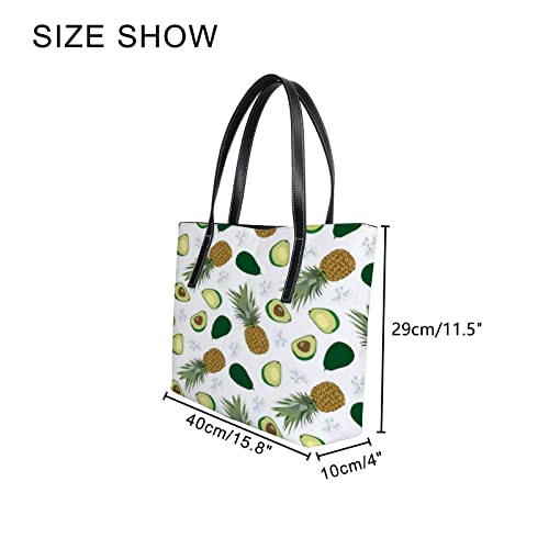 Shoulder Bag Tote Bags for Women Pineapple Avocado Leather Shopper Work Handbags Large Casual Bag