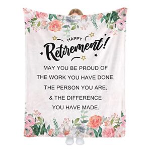 durmeal retirement gifts for women 2023 retirement blankets for female mom wife grandma nurses coworkers friends happy retirement flannel fleece blanket for bedding sofa retirement party decorations
