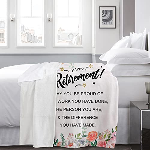 Durmeal Retirement Gifts for Women 2023 Retirement Blankets for Female Mom Wife Grandma Nurses Coworkers Friends Happy Retirement Flannel Fleece Blanket for Bedding Sofa Retirement Party Decorations