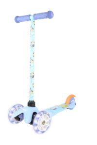 bluey self balancing kick scooter with light up wheels, extra wide deck, 3 wheel platform, foot activated brake, 75 lbs limit, kids & toddlers girls or boys, for ages 3 and up