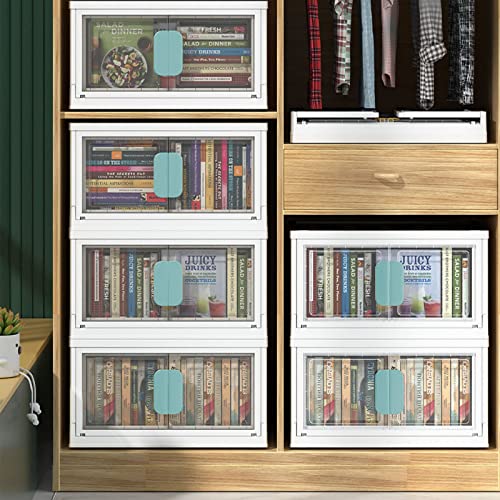 Bemodst Plastic Storage Bins With Lids, Storage Containers For Organizing,Stackable Storage Container For Clothing Books Toys,Foldable Plastic Double Door Storage Box