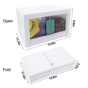 Bemodst Plastic Storage Bins With Lids, Storage Containers For Organizing,Stackable Storage Container For Clothing Books Toys,Foldable Plastic Double Door Storage Box