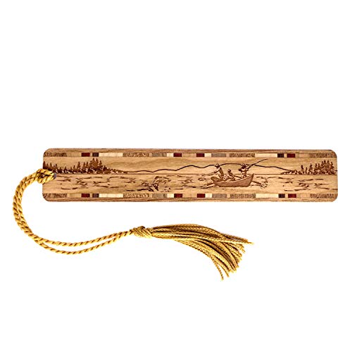 Drift Boat Fishing Fishermen Engraved Wooden Bookmark - Also Available with Personalization - Made in USA