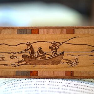Drift Boat Fishing Fishermen Engraved Wooden Bookmark - Also Available with Personalization - Made in USA