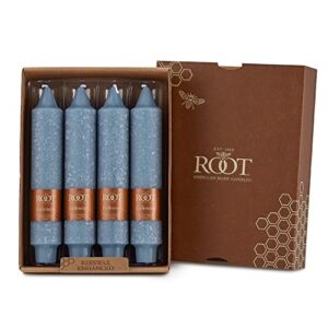 root candles timberline collenette 4-count unscented dinner candles, 7-inch, williamsburg blue