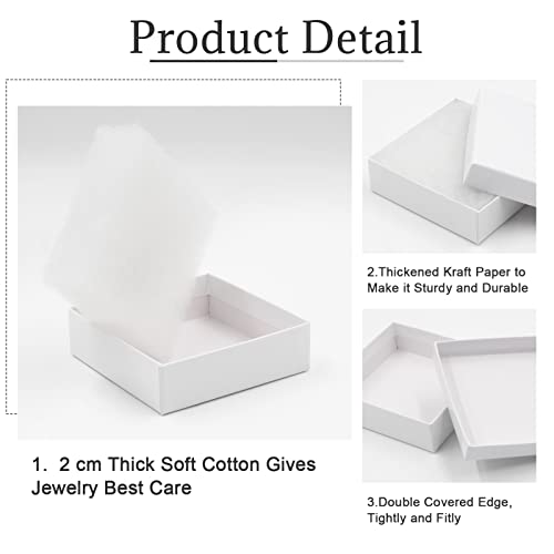opaprain Cardboard Jewelry White Gift Boxes 20 Pack3.5×3.5×1 inches, its apply to displaying necklaces, rings, bracelets, earrings