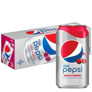 diet pepsi cola soda pop, wild cherry, 12oz cans (12 pack)