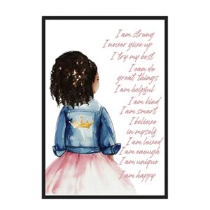 Canpllesy Positive Quotes Wall Art Girls Room Decor African American Girl Wall Art Decor Motivational Black Girl Posters Positive Affirmations Encouragement Gifts for Girls Daughter Gifts UNFRAMED