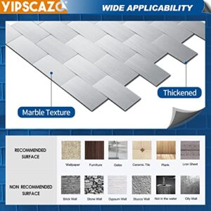 Yipscazo 5 - Sheet Peel and Stick Metal Backsplash, Stick on Tiles Stainless Steel Backsplash Peel and Stick for Kitchen, Bathroom, Fireplace (12''x12'', Silver)