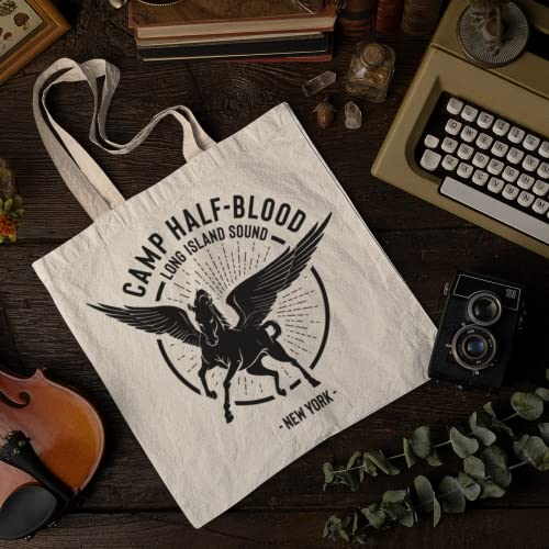 Camp Half Blood Percy Jackson Tote bag for Women And Men Graphic Shoulder Bags Casual Cloth Purses and Aesthetic Handbags, White