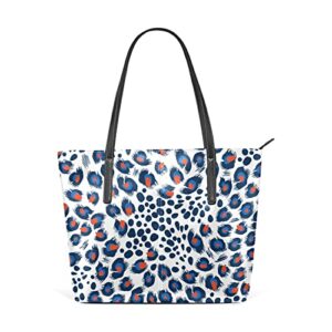 leopard print cheetah blue & red handbags shoulder bags leather crossbody handbag for women tote satchel