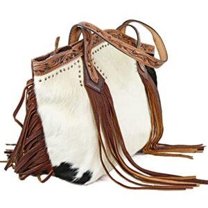 American Darling Tooled Double Strap Tote with Fringe ADBGI159B