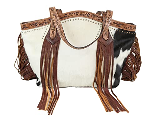 American Darling Tooled Double Strap Tote with Fringe ADBGI159B