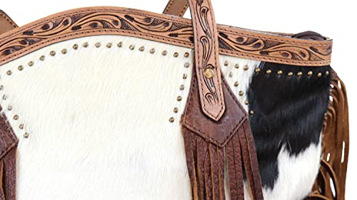 American Darling Tooled Double Strap Tote with Fringe ADBGI159B