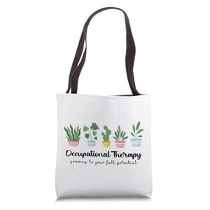 occupational therapy pediatric therapist ot month cute plant tote bag