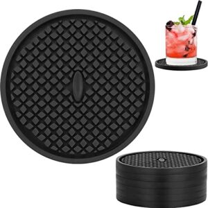 coasters for drinks, silicone coasters set of 6, cup mat- deep tray – non-slip base & non-stick, heat resistant coasters for prevents furniture and tabletop damages