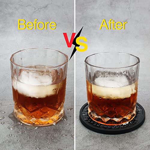 Coasters for Drinks, Silicone Coasters Set of 6, Cup Mat- Deep Tray - Non-Slip Base & Non-Stick, Heat Resistant Coasters for Prevents Furniture and Tabletop Damages