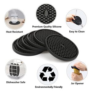 Coasters for Drinks, Silicone Coasters Set of 6, Cup Mat- Deep Tray - Non-Slip Base & Non-Stick, Heat Resistant Coasters for Prevents Furniture and Tabletop Damages