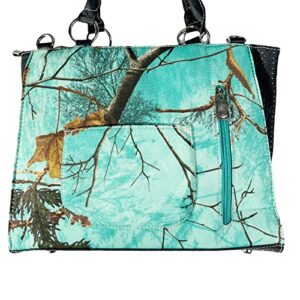 Urbalabs Camouflage Hunting Camo Western Purse Bling Studded Concealed Carry Handbag Tote Cowgirl Country Purses Women (Teal)