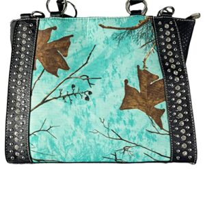 Urbalabs Camouflage Hunting Camo Western Purse Bling Studded Concealed Carry Handbag Tote Cowgirl Country Purses Women (Teal)