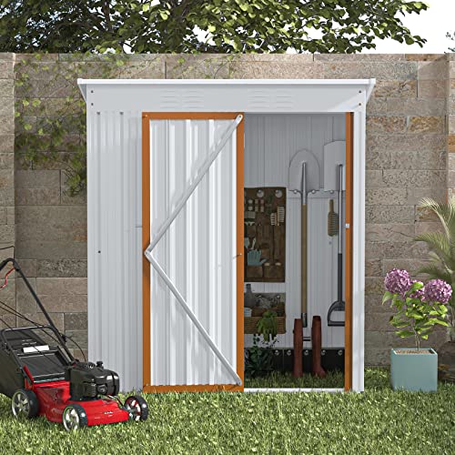 Ribitek Outdoor Storage Shed 5FT x 3FT, Metal Garden Shed Backyard Storage Shed with Lockable Door, Waterproof Tool Shed for Yard, Patio, Lawn