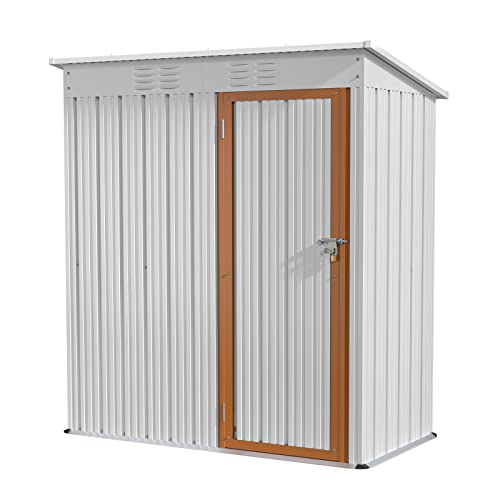 Ribitek Outdoor Storage Shed 5FT x 3FT, Metal Garden Shed Backyard Storage Shed with Lockable Door, Waterproof Tool Shed for Yard, Patio, Lawn