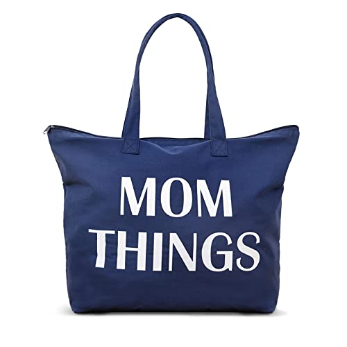 Ugiftcorner Baby Shower Gifts for Mom Tote Bag Mommy Bag for Hospital Mom Things Mom to Be Gifts Christmas Mothers Day Gifts for New Mom Canvas Shoulder Bag with Interior Pocket Cotton Navy Blue