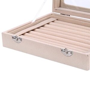 Boewill Velvet Jewelry Box for Women with Clear Lid Removable Compartment For Rings, Earrings, Necklaces