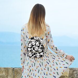 Cute Panda Animal Backpack Purse for Women, Panda Print Pattern PU Leather Small Mini Backpack Casual Daypack Shoulder Bookbag for Teens Girls Kids