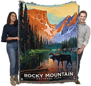 pure country weavers rocky mountain national park blanket by kai carpenter – anderson design group inc – gift tapestry throw woven from cotton – made in the usa (72×54)