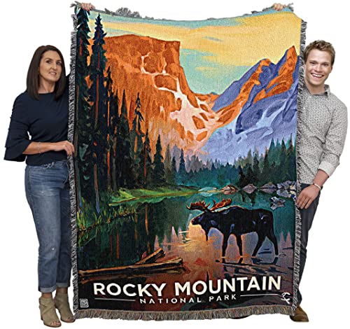 Pure Country Weavers Rocky Mountain National Park Blanket by Kai Carpenter - Anderson Design Group Inc - Gift Tapestry Throw Woven from Cotton - Made in The USA (72x54)
