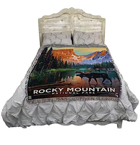 Pure Country Weavers Rocky Mountain National Park Blanket by Kai Carpenter - Anderson Design Group Inc - Gift Tapestry Throw Woven from Cotton - Made in The USA (72x54)