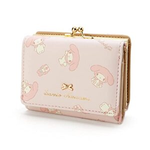 kawaii anime girl’s pu leather short wallet women’s cartoon purse coin id credit card bag clutch buckle case pink